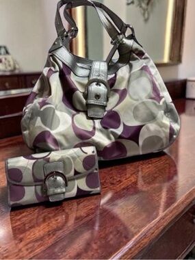 Coach Signature Soho Scarf Print Hobo Bag and its matching wallet